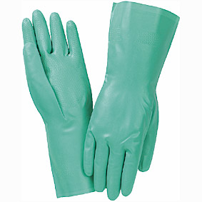 195 Nitrile Gloves - Bayaan Nitrile Green Flock Lined 33cm L Nitrile Green Flock Lined 33cm